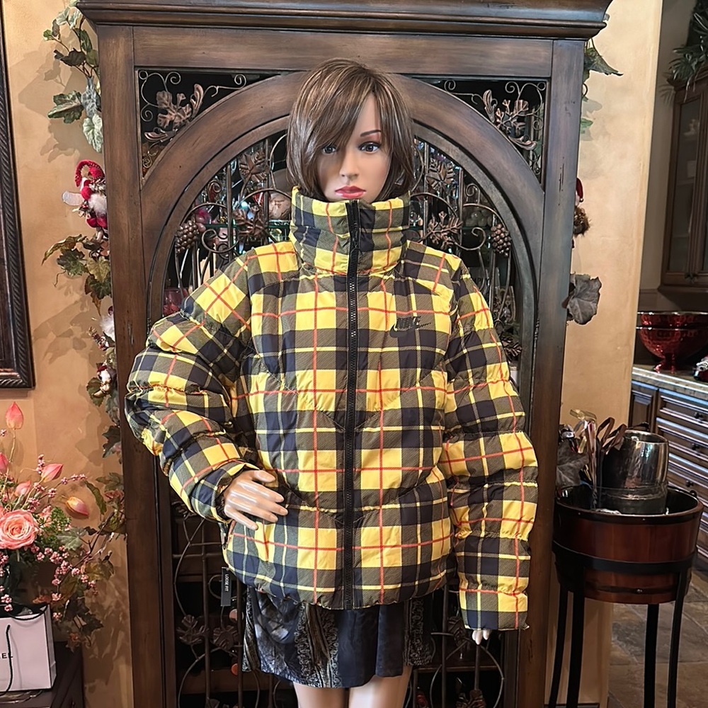 Nike Yellow Plaid Puffer Jacket